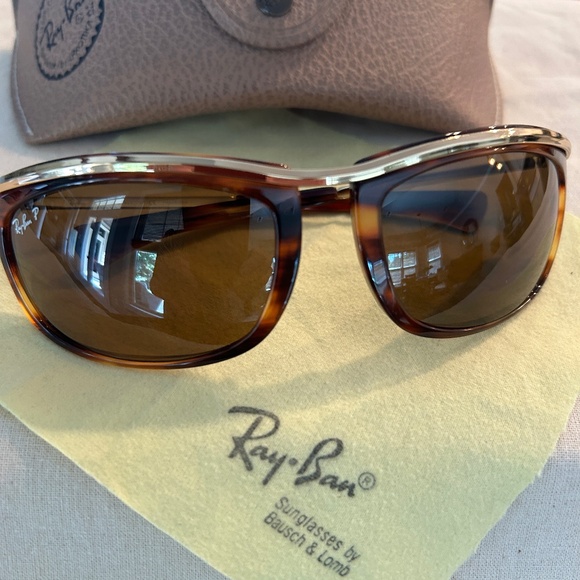 Ray-Ban Olympia 1 Polarized Wrap Sunglasses Havana Gold/Brown - Picture 1 of 7